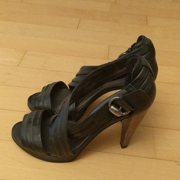 French connection heels size 8 leather wood heel - Picture 2 of 6